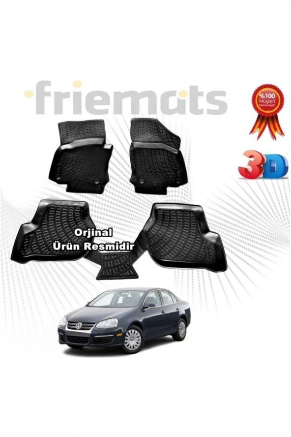 Friemats Vw Jetta 3d Havuzlu Paspas 2005-2010 Arası Siyah 4 Parça Set - ürün görseli 1
