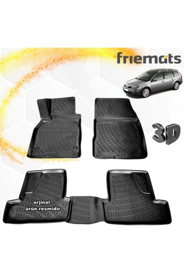 Friemats Renault Megane 3 3d Paspas Havuzlu Siyah Stw 2009-2016 Arası 4 Prç ürün görseli 1