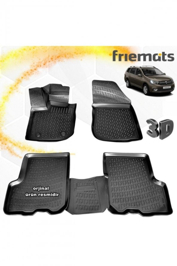 Friemats Dacia Logan Mcv 3d Paspas Havuzlu Siyah 2013-2020 Arası 4 Prç ürün görseli 1