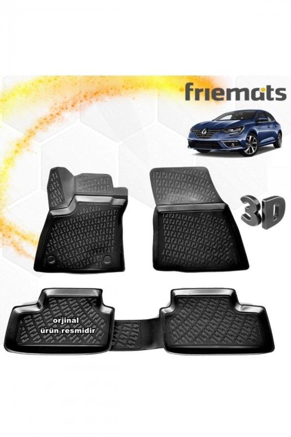 Friemats Renault Megane 4 3d Paspas Havuzlu Siyah Hb 2016-2020 Arası 4 Prç ürün görseli 1