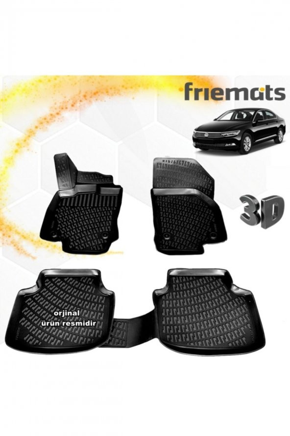 Friemats Vw Passat B8 3d Paspas Havuzlu Siyah 2015-2020 Arası 4 Prç ürün görseli 1