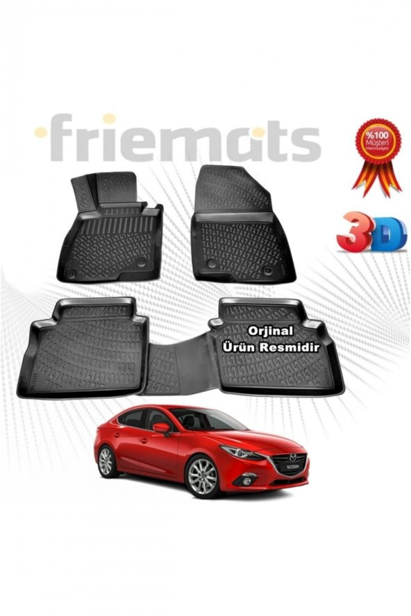 Friemats Mazda 3 Sd 3d Havuzlu Paspas 2013-2020 Arası Siyah 4 Parça Set - ürün görseli 1