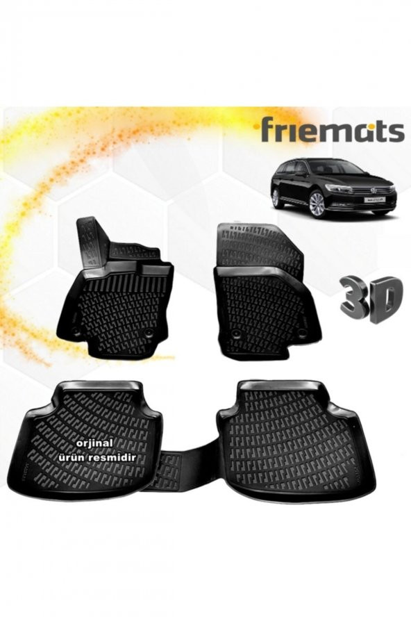 Friemats Vw Passat B8 3d Paspas Havuzlu Siyah Variant 2015-2020 Arası 4 Prç ürün görseli 1