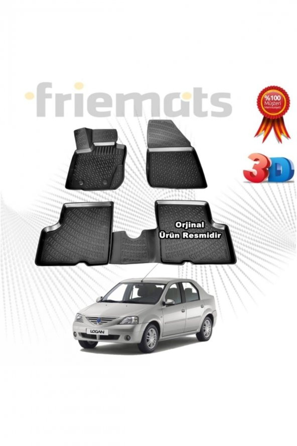 Friemats Dacia Logan Sd 3d Havuzlu Paspas 2005-2012 Arası Siyah 4 Parça Set - ürün görseli 1