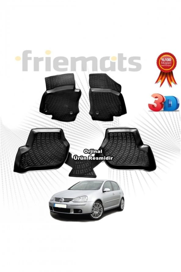 Friemats Vw Golf 5 3d Havuzlu Paspas 2004-2009 Arası Siyah 4 Parça Set - ürün görseli 1