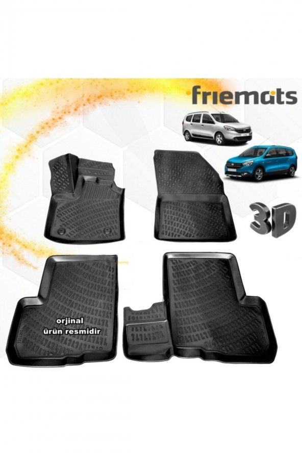 Friemats Dacia Lodgy 3d Paspas Havuzlu Siyah 2013-2020 Arası 4 Prç ürün görseli 1