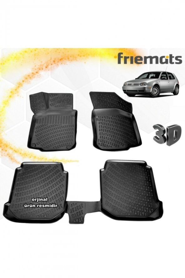 Friemats Vw Golf 4 3d Paspas Havuzlu Siyah 1998-2004 Arası 4 Prç ürün görseli 1