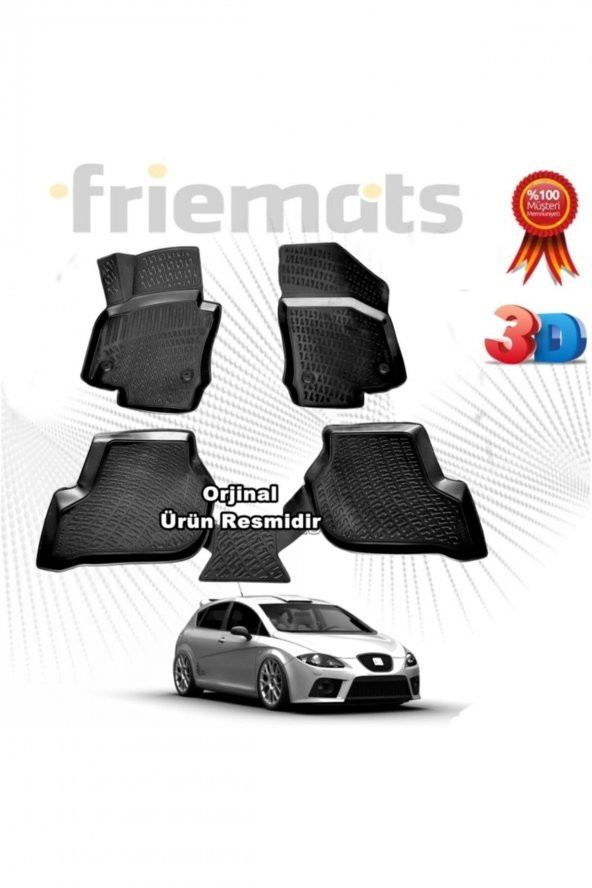 Friemats Seat Leon 3d Havuzlu Paspas 2006-2012 Arası Siyah 4 Parça Set - ürün görseli 1