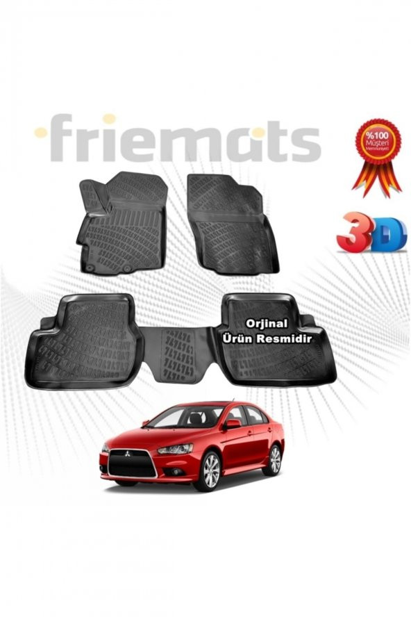 Friemats Mitsubishi Lancer 3d Havuzlu Paspas 2008 Sonrası Siyah 4 Parça Set - ürün görseli 1