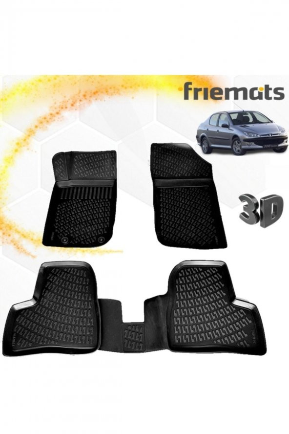Friemats Peugeot 206 3d Paspas Havuzlu Siyah Sedan 1998-2012 Arası 4 Prç ürün görseli 1