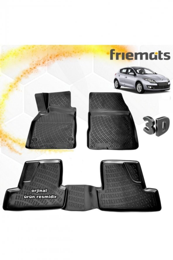 Friemats Renault Megane 3 3d Paspas Havuzlu Siyah Hb 2009-2016 Arası 4 Prç ürün görseli 1