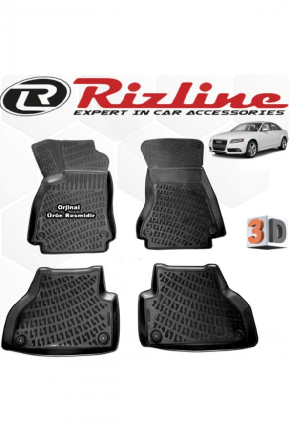 Rizline Audi A4 3d Paspas Havuzlu Sedan B8 2008 - 2015 Arası Siyah 4 Parça Set ürün görseli 1
