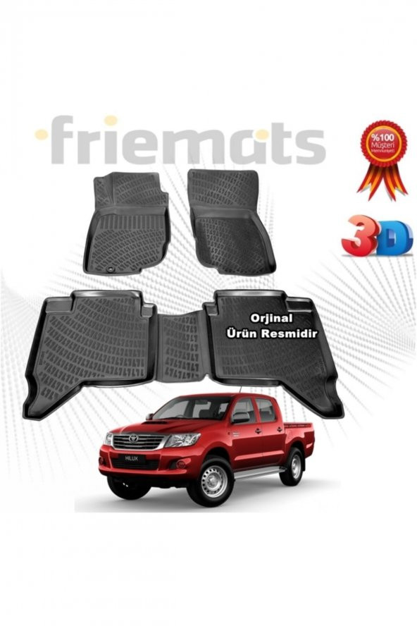Friemats Toyota Hilux 3d Havuzlu Paspas 2010-2015 Arası Siyah 4 Parça Set - ürün görseli 1