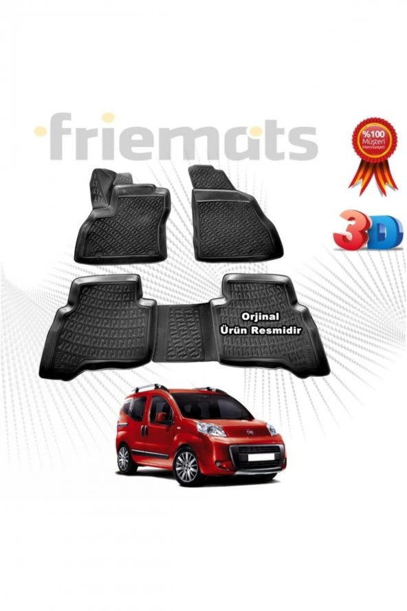 Friemats Fiat Fiorino 3d Havuzlu Paspas 2007-2020 Arası Siyah 4 Parça Set - ürün görseli 1