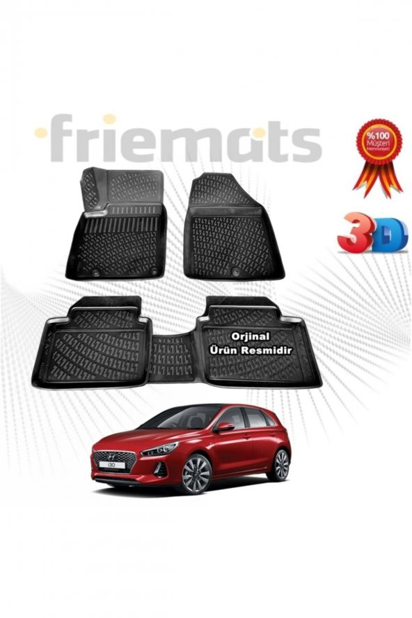 Friemats Hyundai I30 3d Havuzlu Paspas 2017 Sonrası Siyah 4 Parça Set - ürün görseli 1