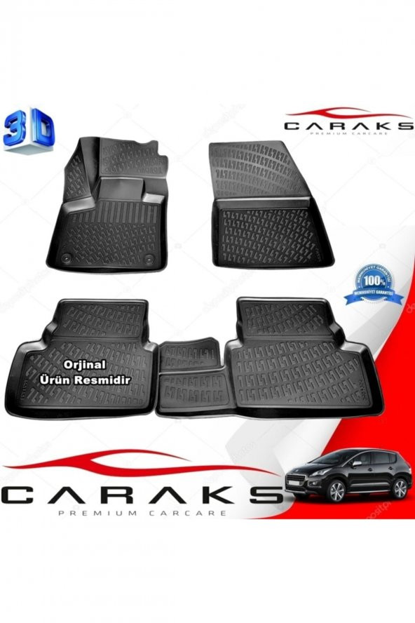 caraks Peugeot 3008 3d Paspas Havuzlu 2016 - 2020 Arası Siyah 4 Prç. ürün görseli 1