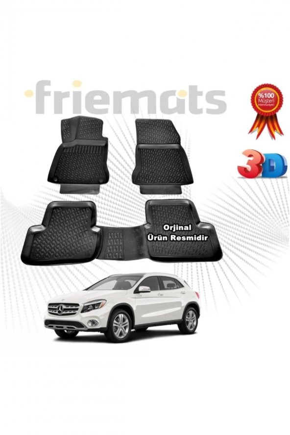 Friemats Mercedes Gla 3d Havuzlu Paspas 2014-2020 Arası Siyah 4 Parça Set - ürün görseli 1