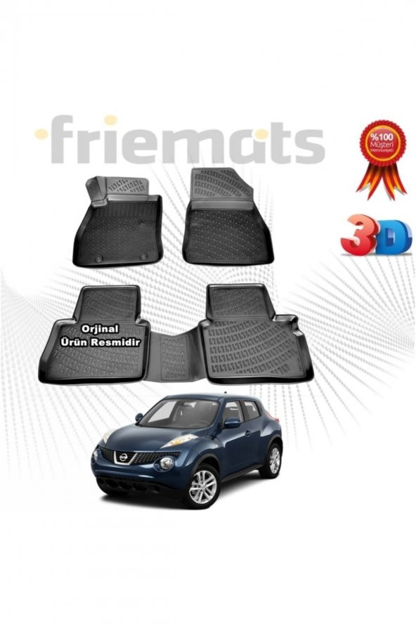 Friemats Nissan Juke 3d Havuzlu Paspas 2010-2014 Arası Siyah 4 Parça Set - ürün görseli 1