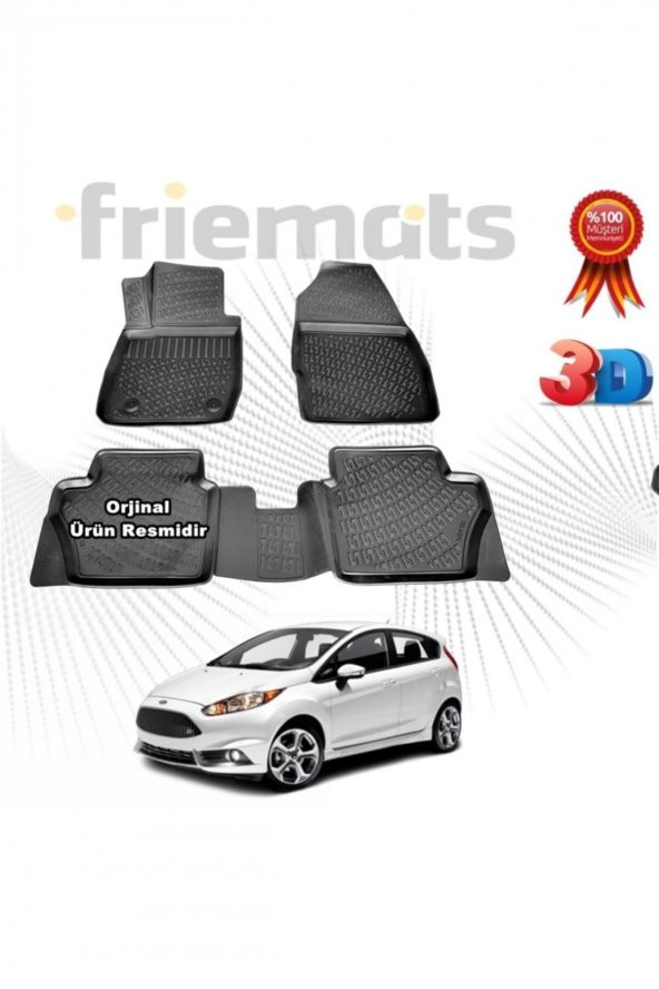 Friemats Ford Fiesta 3d Havuzlu Paspas 2009-2017 Arası Siyah 4 Parça Set - ürün görseli 1