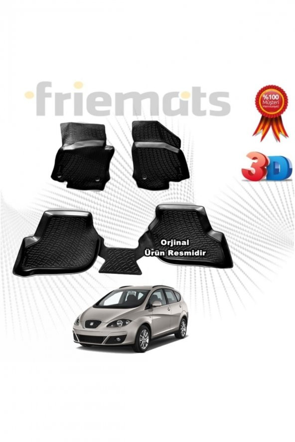 Friemats Seat Toledo 3d Havuzlu Paspas 2005-2011 Arası Siyah 4 Parça ürün görseli 1