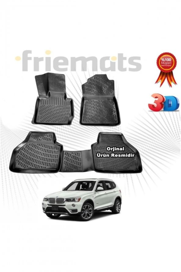 Friemats Bmw X3 3d Paspas Havuzlu 2011 Sonrası Siyah 4 Parça ürün görseli 1