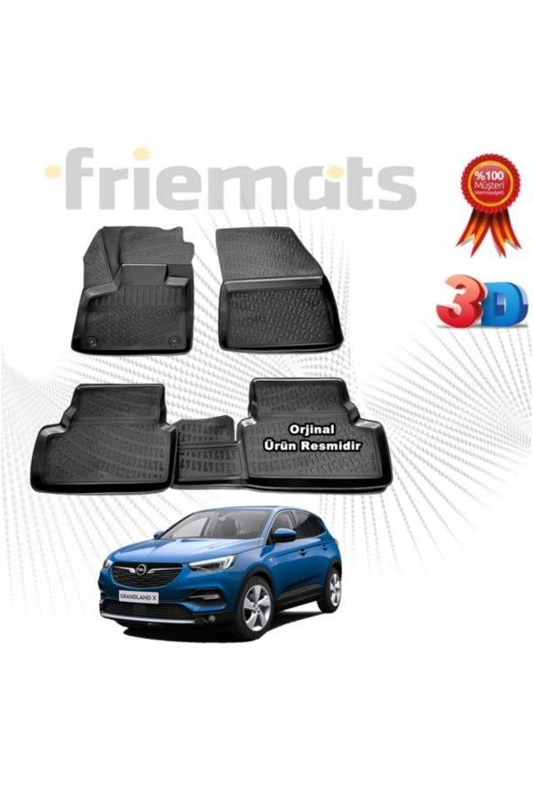 Friemats Opel Grandland 3d Havuzlu Paspas 2017 Sonrası Siyah 4 Parça Set - ürün görseli 1