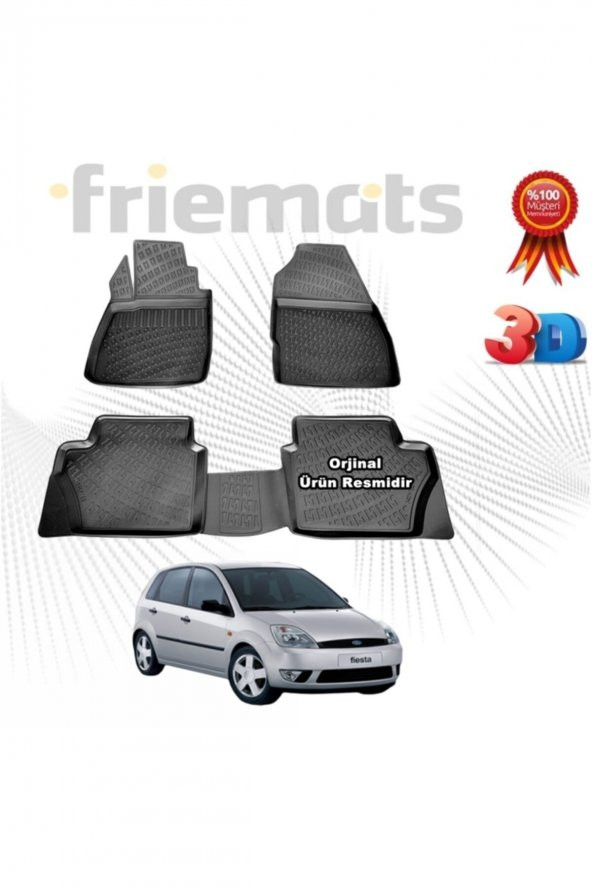 Friemats Ford Fiesta 3d Havuzlu Paspas 2002-2008 Arası Siyah 4 Parça Set - ürün görseli 1