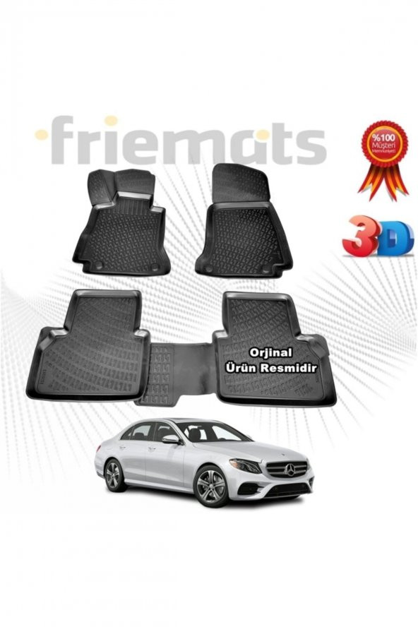 Friemats Mercedes W213 E Serisi 3d Havuzlu Paspas 2016 Sonrası Siyah 4 Parça ürün görseli 1