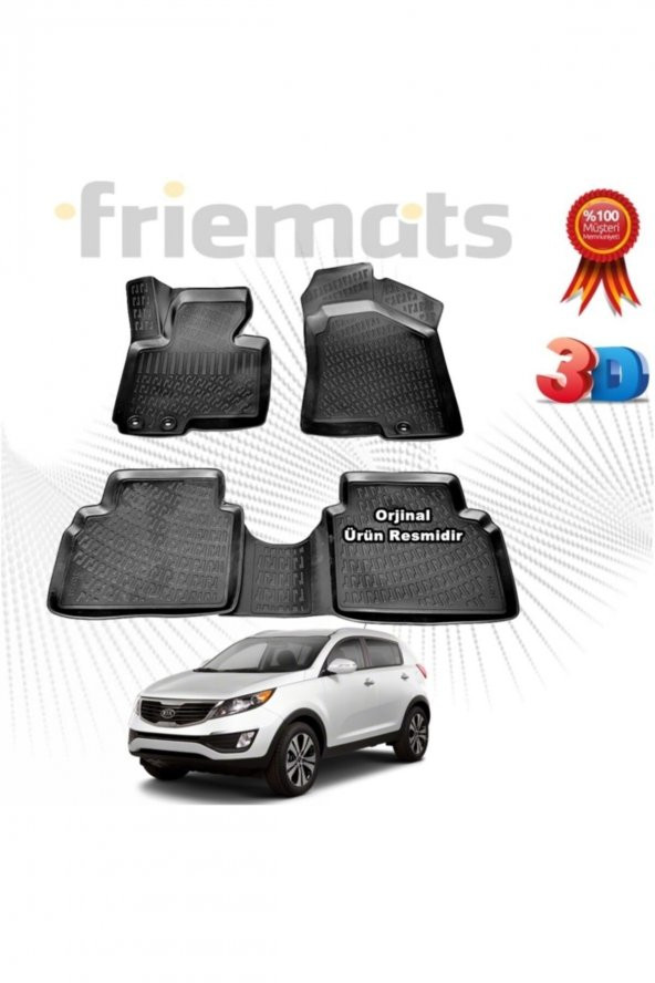 Friemats Kia Sportage 3d Havuzlu Paspas 2010-2016 Arası Siyah 4 Parça ürün görseli 1