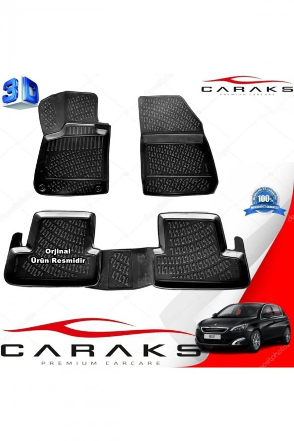 caraks Peugeot 308 3d Paspas Havuzlu Hb 2014 - 2020 Arası Siyah 4 Prç. ürün görseli 1
