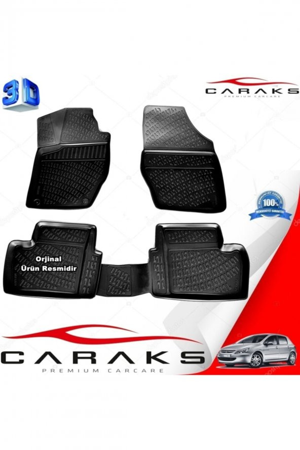 caraks Peugeot 307 3d Paspas Havuzlu Hb 2001 - 2008 Arası Siyah 4 Prç. ürün görseli 1