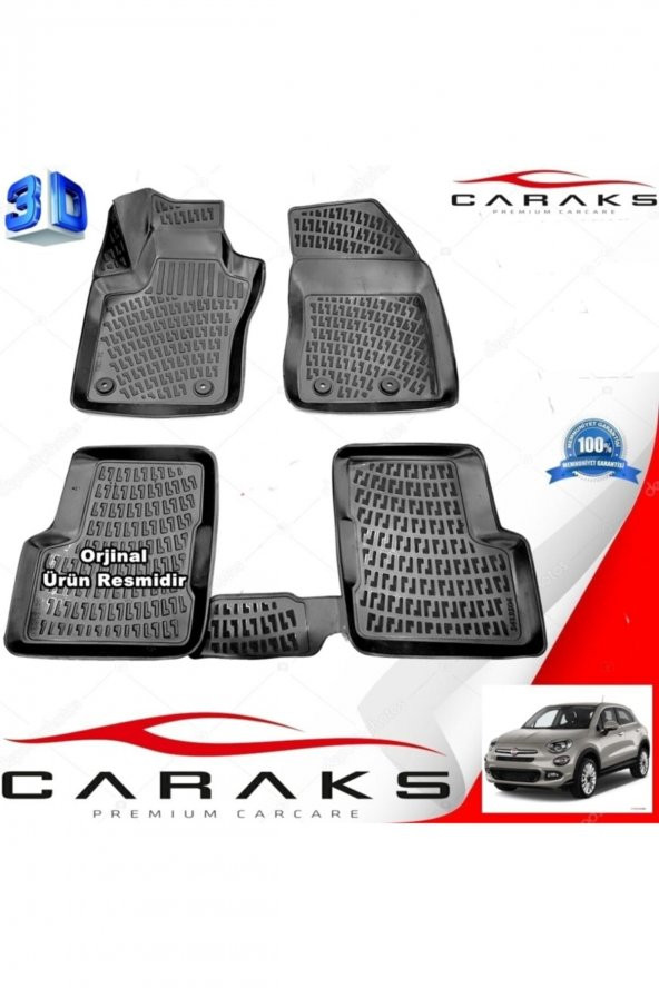 caraks Fiat 500x 3d Paspas Havuzlu 2015 - 2020 Arası Siyah 4 Prç. ürün görseli 1