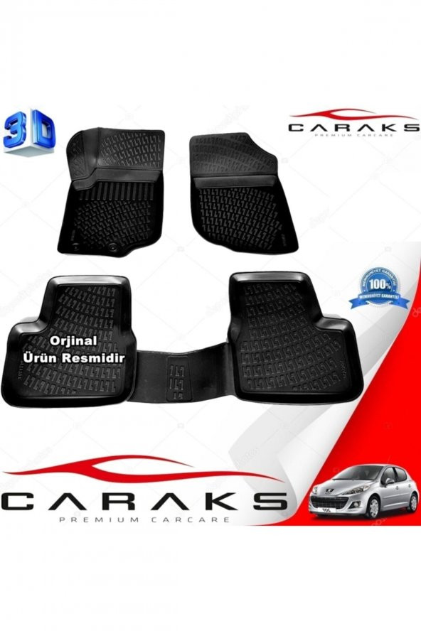 caraks Peugeot 207 3d Paspas Havuzlu Hb 2006 - 2012 Arası Siyah 4 Prç. ürün görseli 1