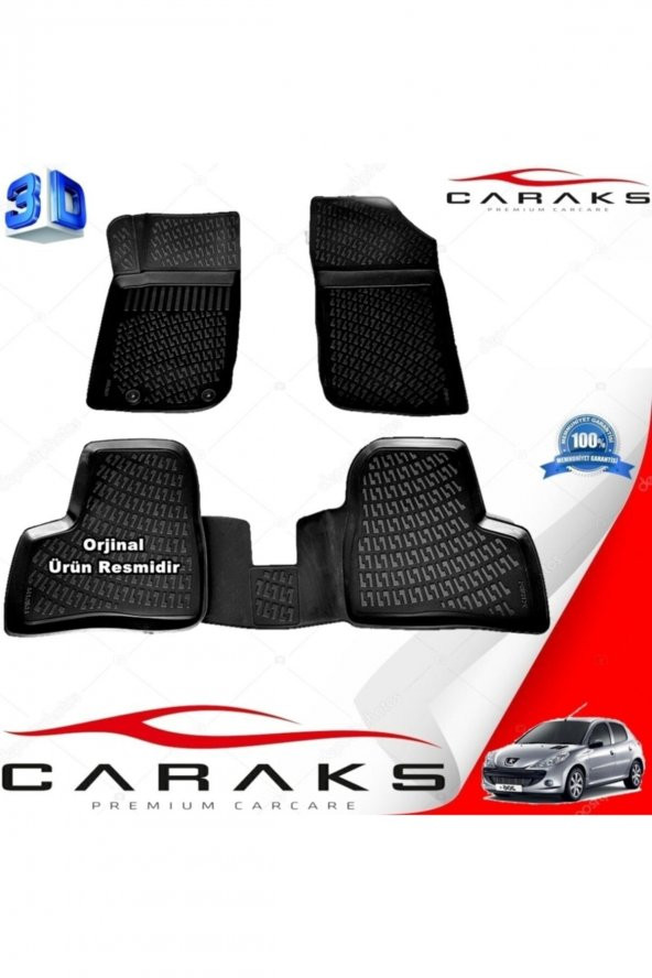caraks Peugeot 206 3d Paspas Havuzlu Hb 1998 - 2012 Arası Siyah 4 Prç. ürün görseli 1