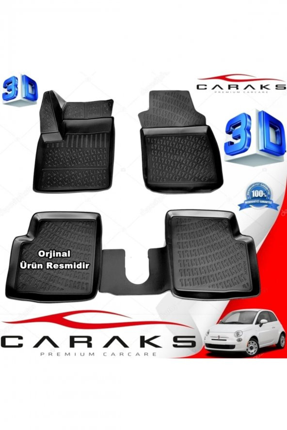 caraks Fiat 500 C 3d Paspas Havuzlu 2010 - 2020 Arası Siyah 4 Prç. ürün görseli 1