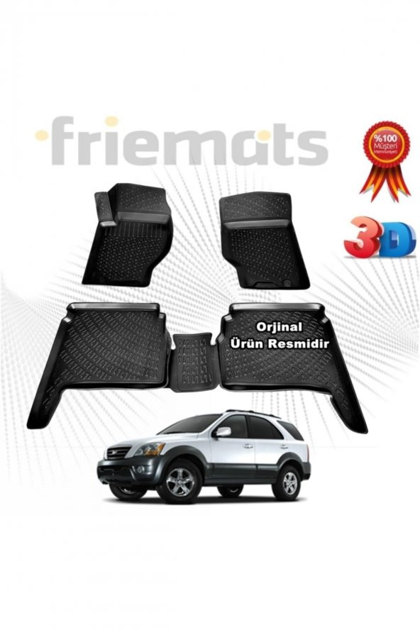 Friemats Kia Sorento 3d Havuzlu Paspas 2003-2009 Arası Siyah 4 Parça ürün görseli 1
