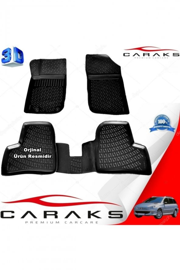 caraks Peugeot 206 3d Paspas Havuzlu Stw 1998 - 2012 Arası Siyah 4 Prç. ürün görseli 1