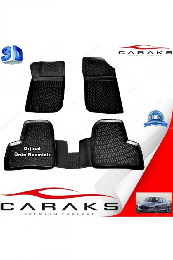 caraks Peugeot 206 3d Paspas Havuzlu Sedan 1998 - 2012 Arası Siyah 4 Prç. ürün görseli 1