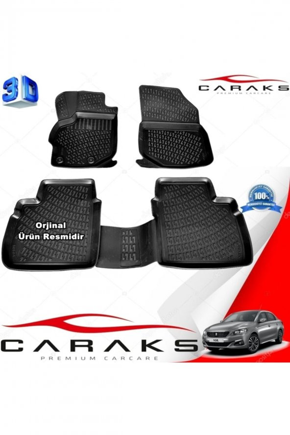 caraks Peugeot 301 3d Paspas Havuzlu 2012 - 2019 Arası Siyah 4 Prç. ürün görseli 1