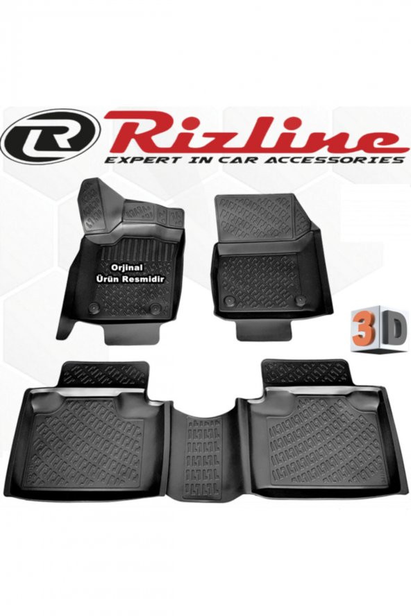 Rizline Jeep Cherokee 3d Paspas Havuzlu 2008 - 2013 Arası Siyah 4 Parça Set ürün görseli 1