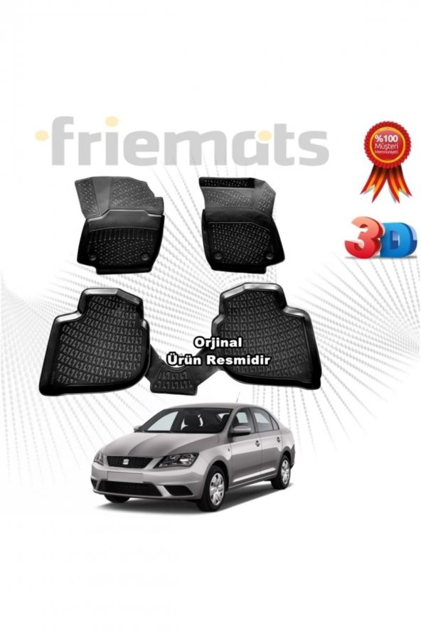 Friemats Seat Toledo 3d Havuzlu Paspas 2013 Sonrası Siyah 4 Parça ürün görseli 1