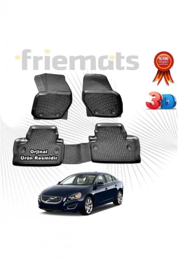 Friemats Volvo S60 3d Havuzlu Paspas 2010-2020 Arası Siyah 4 Parça ürün görseli 1