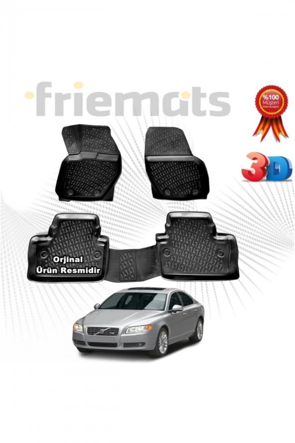 Friemats Volvo S80 3d Havuzlu Paspas 2006-2016 Arası Siyah 4 Parça ürün görseli 1