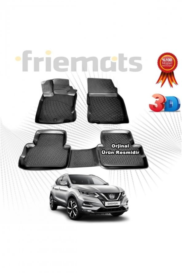 Friemats Nissan Qashqai 3d Havuzlu Paspas 2019 Sonrası Siyah 4 Parça ürün görseli 1