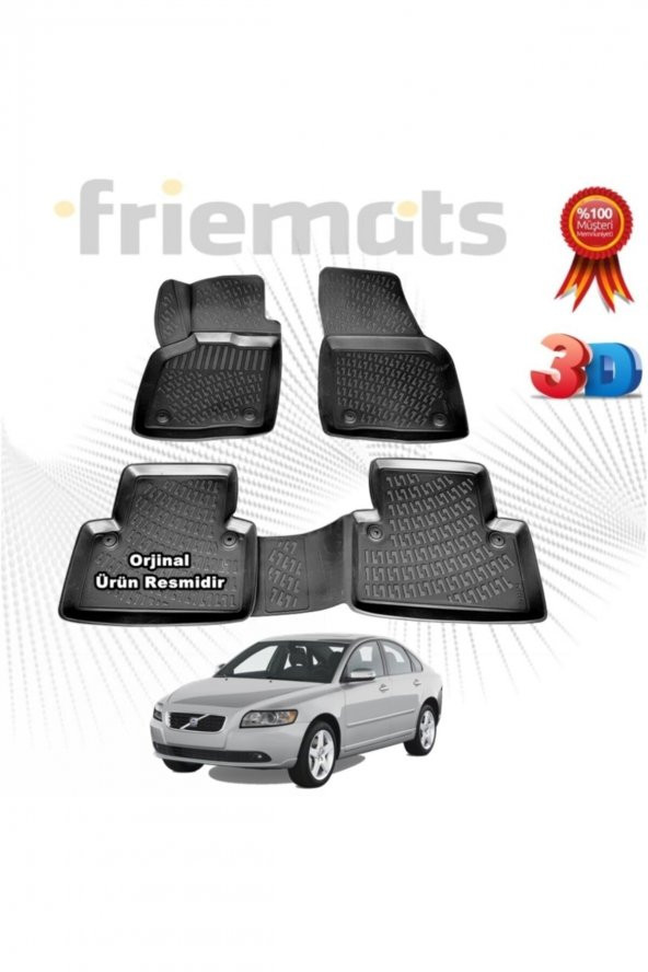Friemats Volvo S40 3d Havuzlu Paspas 2005-2012 Arası Siyah 4 Parça ürün görseli 1