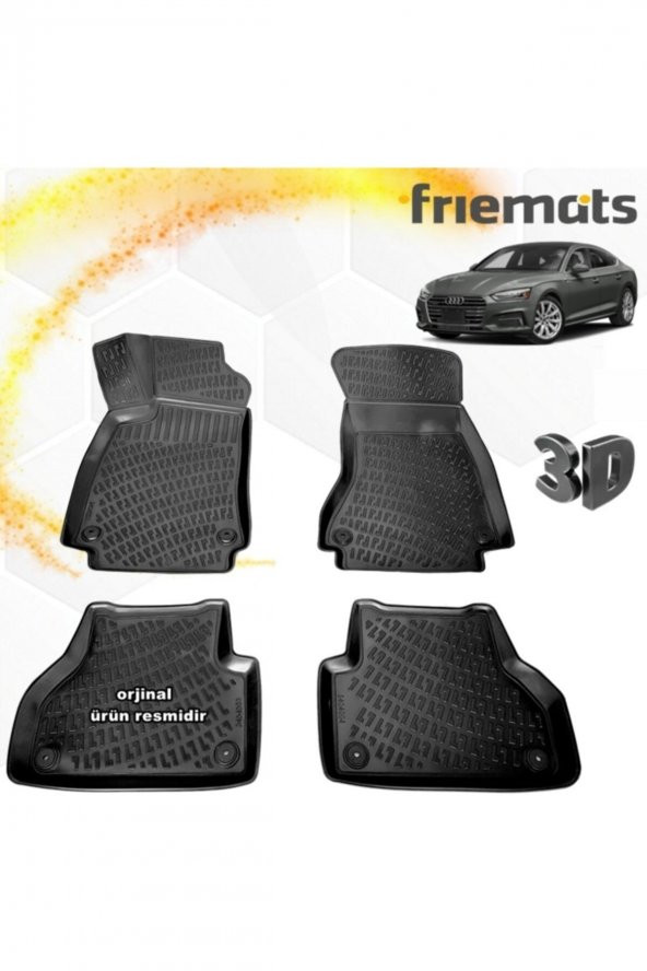 Friemats Audi A5 3d Paspas Havuzlu Siyah 2008-2020 Arası 4 Prç ürün görseli 1