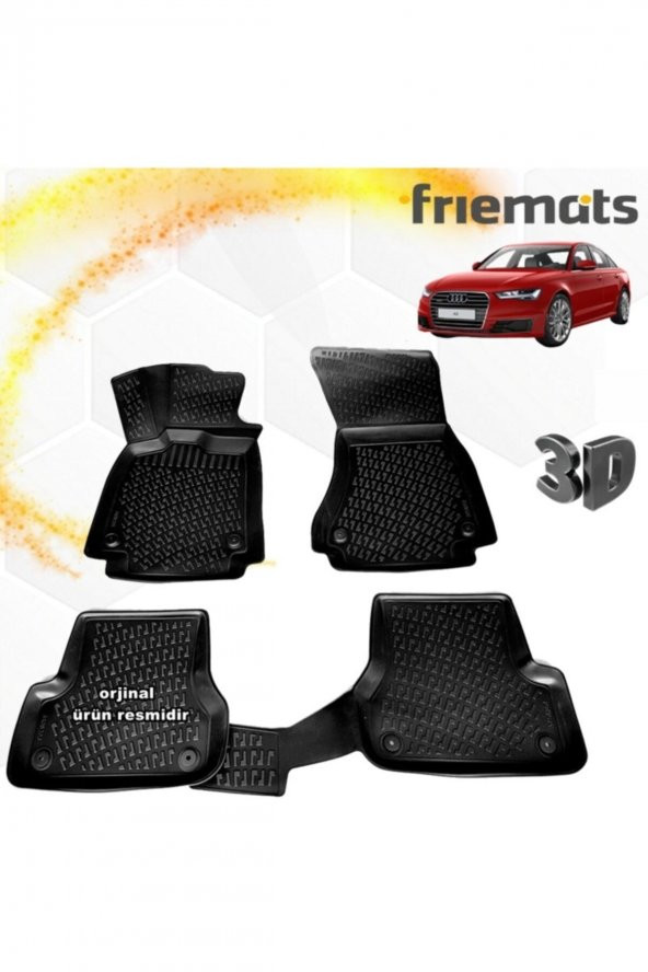 Friemats Audi A6 3d Paspas Havuzlu Siyah 2011-2019 Arası 4 Prç ürün görseli 1