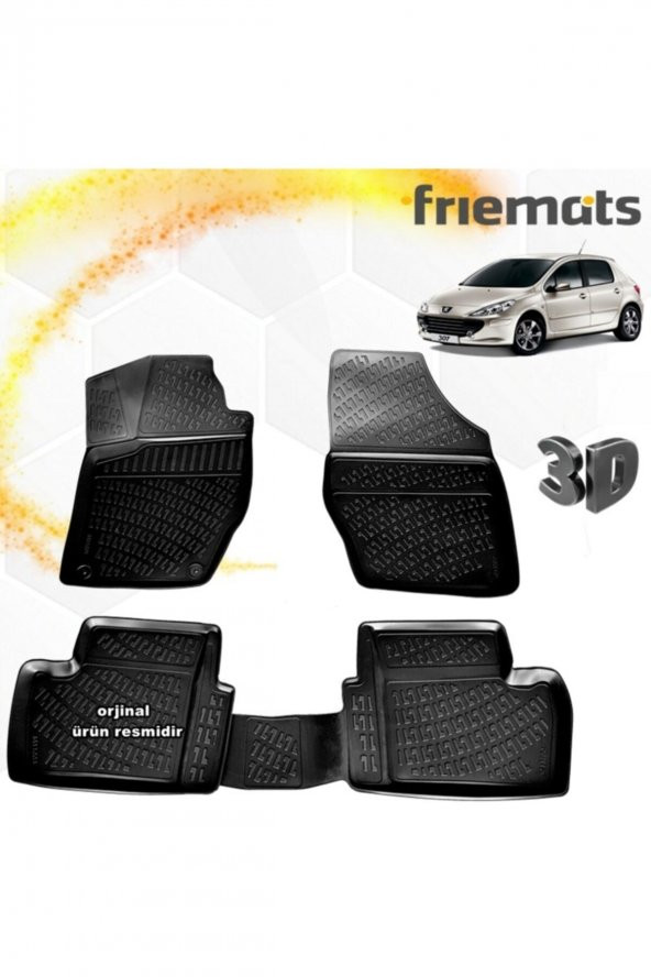 Friemats Peugeot 307 3d Paspas Havuzlu Siyah Hb 2001-2008 Arası 4 Prç ürün görseli 1