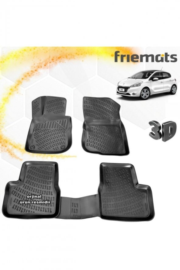 Friemats Peugeot 208 3d Paspas Havuzlu Siyah Hb 2012-2020 Arası 4 Prç ürün görseli 1