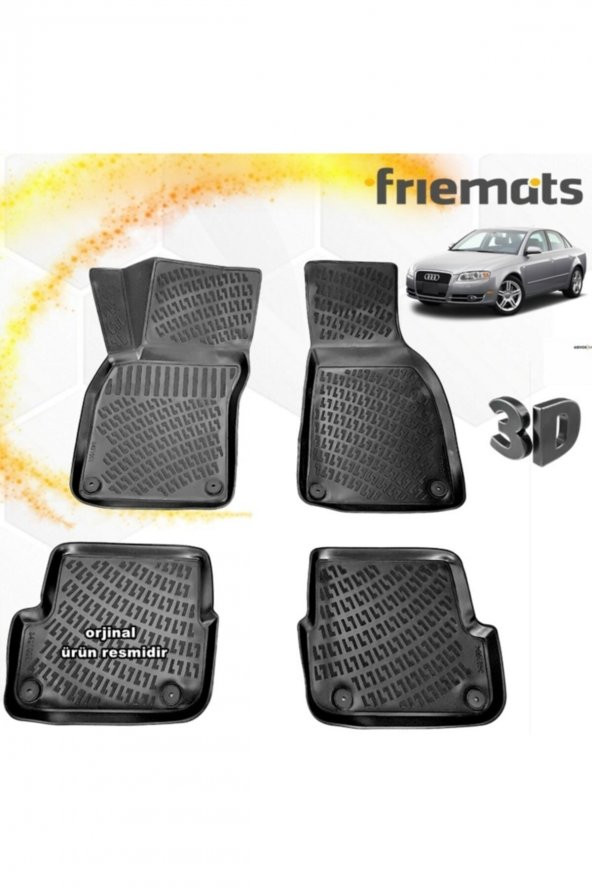Friemats Audi A4 3d Paspas Havuzlu Siyah 2001-2007 Arası 4 Prç ürün görseli 1